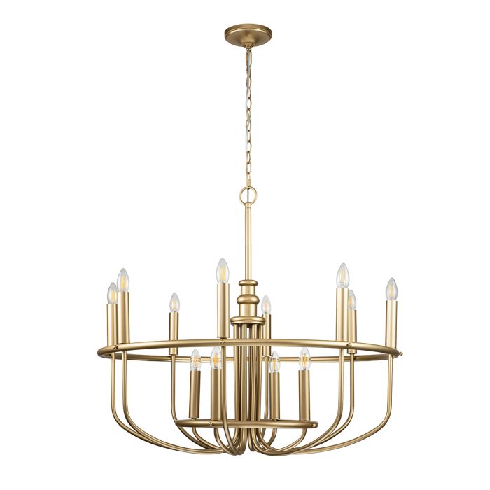 Kichler Capitol Hill 12-Light Painted Natural Brass Modern Chandelier