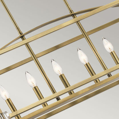 Kichler Cayden 6-Light Natural Brass Linear Island Chandelier