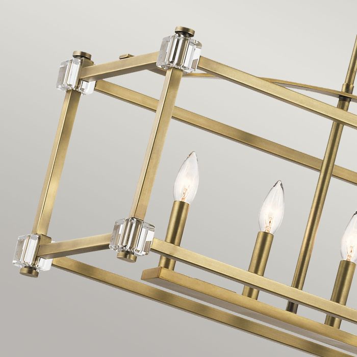 Kichler Cayden 6-Light Natural Brass Linear Island Chandelier