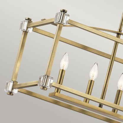 Kichler Cayden 6-Light Natural Brass Linear Island Chandelier
