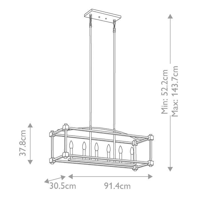 Kichler Cayden 6-Light Natural Brass Linear Island Chandelier