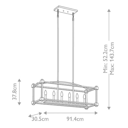 Kichler Cayden 6-Light Natural Brass Linear Island Chandelier
