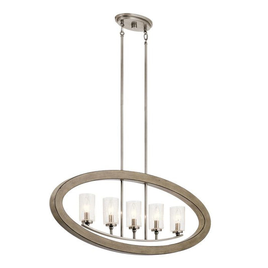 Kichler Grand Bank 5-Light Distressed Antique Grey Linear Island Chandelier