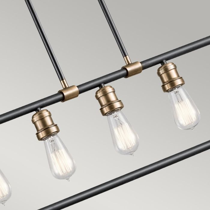 Kichler Imahn 5-Light Black and Natural Brass Linear Island Chandelier