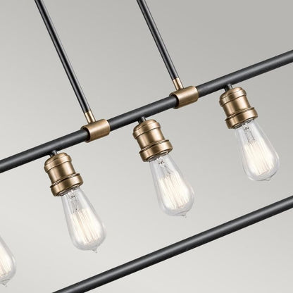 Kichler Imahn 5-Light Black and Natural Brass Linear Island Chandelier