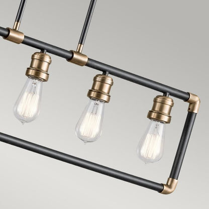 Kichler Imahn 5-Light Black and Natural Brass Linear Island Chandelier