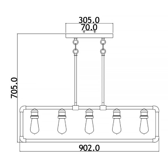 Kichler Imahn 5-Light Black and Natural Brass Linear Island Chandelier