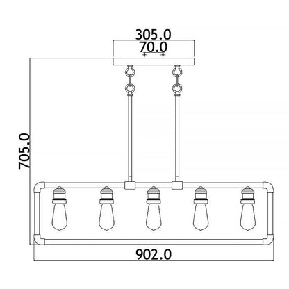 Kichler Imahn 5-Light Black and Natural Brass Linear Island Chandelier