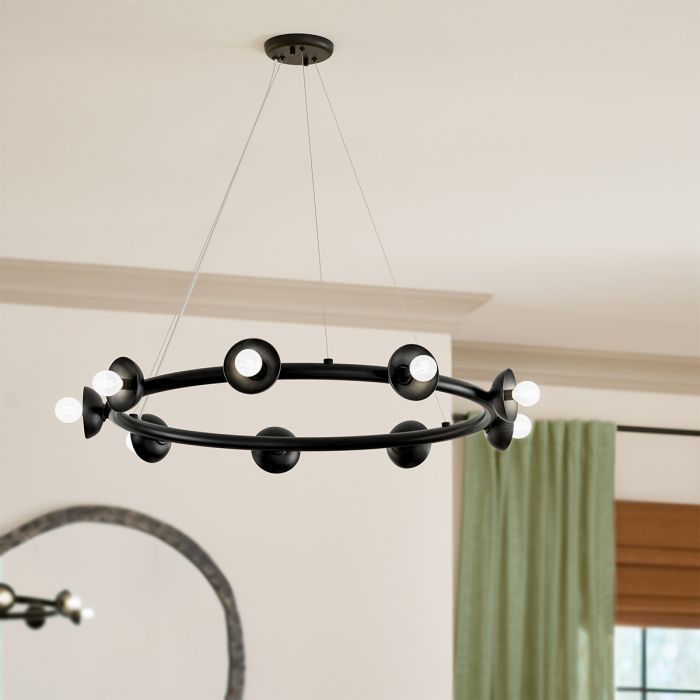 Kichler Palta 9-Light Satin Black Ring Chandelier