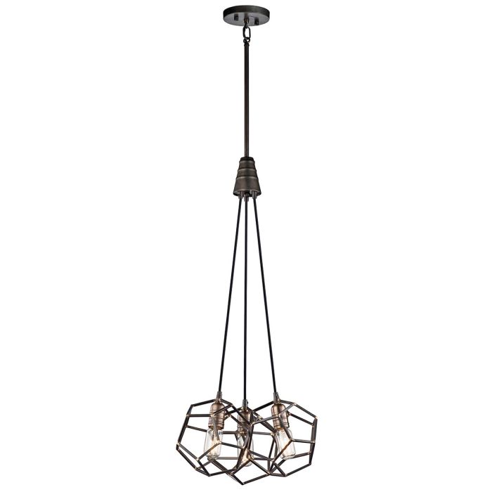Kichler Rocklyn 3-Light Raw Steel Cage Chandelier