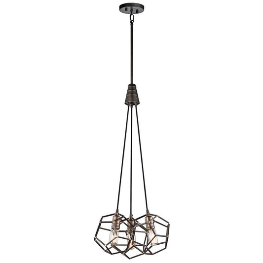 Kichler Rocklyn 3-Light Raw Steel Cage Chandelier