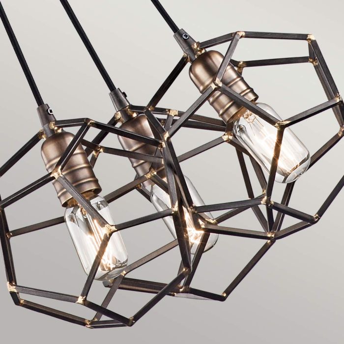 Kichler Rocklyn 3-Light Raw Steel Cage Chandelier