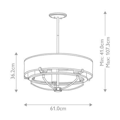 Kichler Saldana 5-Light Classic Pewter LED Drum Chandelier