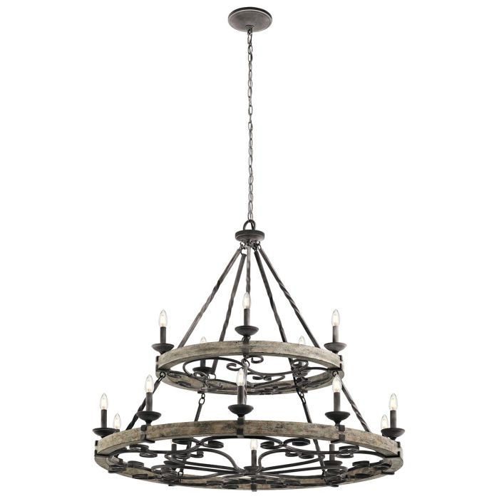 Kichler Taulbee 15-Light Weathered Zinc Wagon Wheel Chandelier