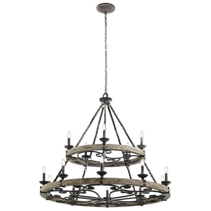 Kichler Taulbee 15-Light Weathered Zinc Wagon Wheel Chandelier