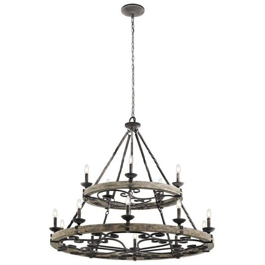 Kichler Taulbee 15-Light Weathered Zinc Wagon Wheel Chandelier