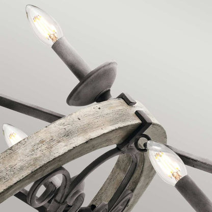 Kichler Taulbee 15-Light Weathered Zinc Wagon Wheel Chandelier