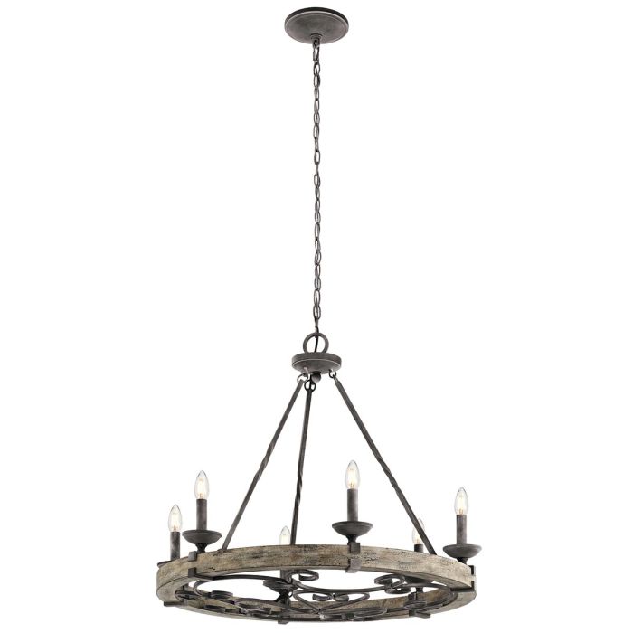 Kichler Taulbee 6-Light Weathered Zinc Wagon Wheel Chandelier