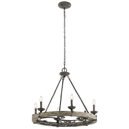 Kichler Taulbee 6-Light Weathered Zinc Wagon Wheel Chandelier