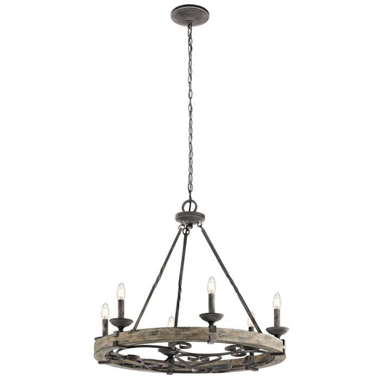 Kichler Taulbee 6-Light Weathered Zinc Wagon Wheel Chandelier