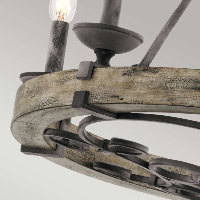 Kichler Taulbee 6-Light Weathered Zinc Wagon Wheel Chandelier