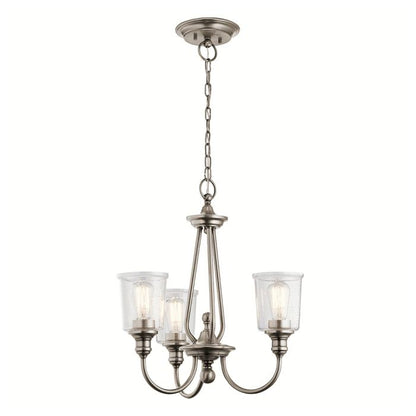 Kichler Waverly 3-Light Classic Pewter Glass Chandelier