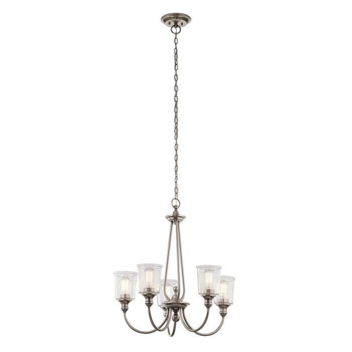Kichler Waverly 5-Light Classic Pewter Glass Chandelier