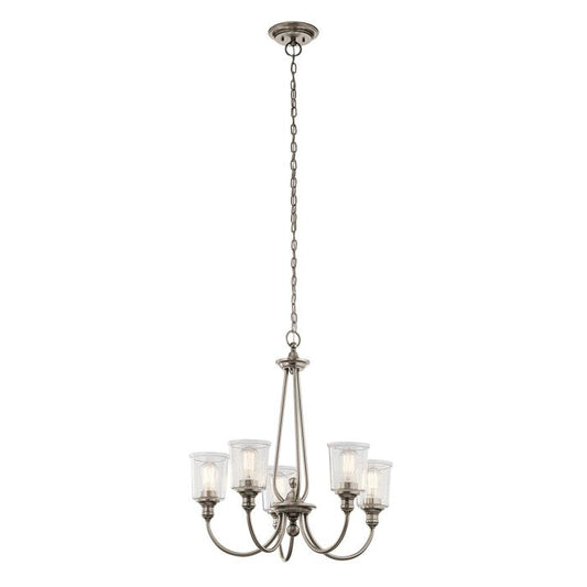 Kichler Waverly 5-Light Classic Pewter Glass Chandelier