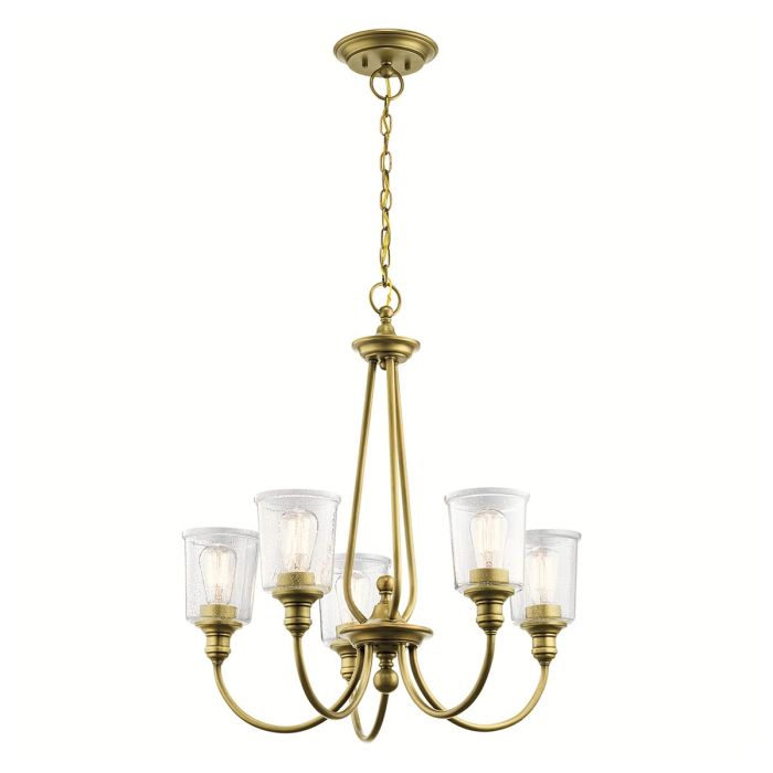 Kichler Waverly 5-Light Natural Brass Glass Chandelier