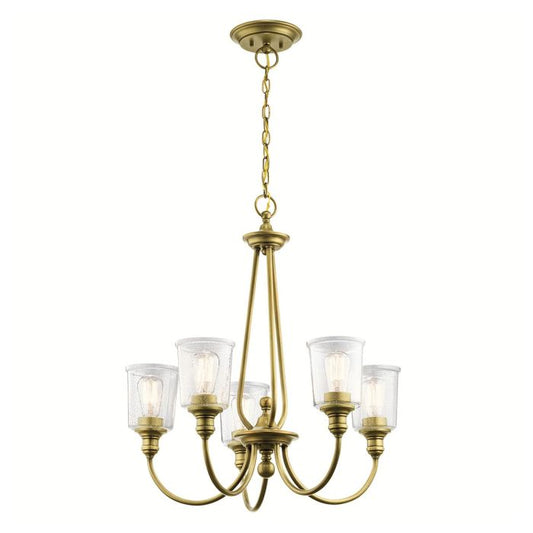 Kichler Waverly 5-Light Natural Brass Glass Chandelier