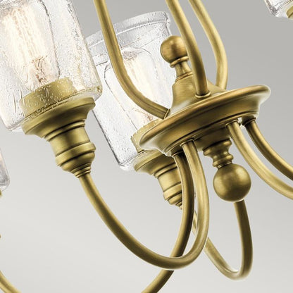 Kichler Waverly 5-Light Natural Brass Glass Chandelier