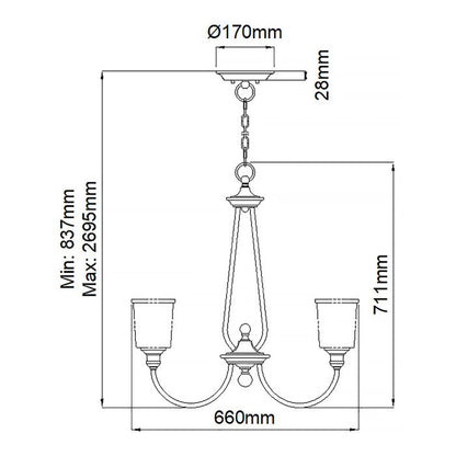 Kichler Waverly 5-Light Natural Brass Glass Chandelier