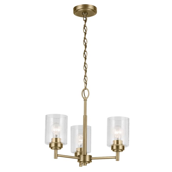 Kichler Winslow 3-Light Natural Brass Clear Seeded Glass Chandelier