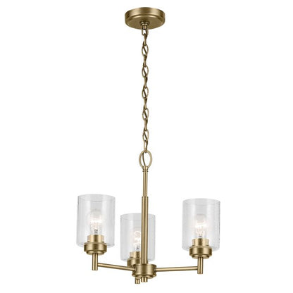 Kichler Winslow 3-Light Natural Brass Clear Seeded Glass Chandelier