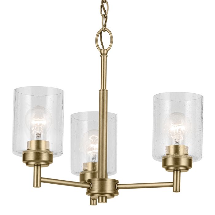Kichler Winslow 3-Light Natural Brass Clear Seeded Glass Chandelier