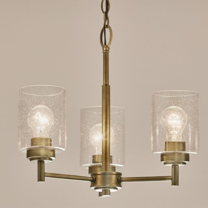 Kichler Winslow 3-Light Natural Brass Clear Seeded Glass Chandelier