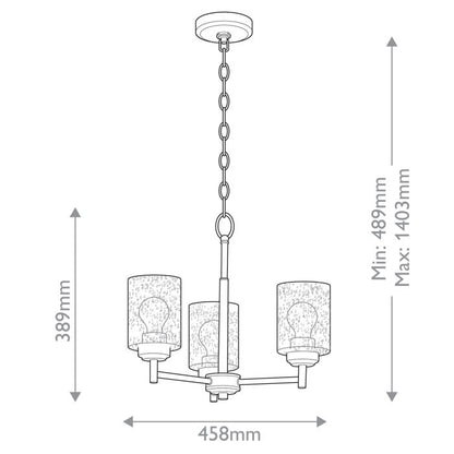 Kichler Winslow 3-Light Natural Brass Clear Seeded Glass Chandelier