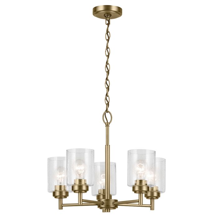 Kichler Winslow 5-Light Natural Brass Clear Seeded Glass Chandelier