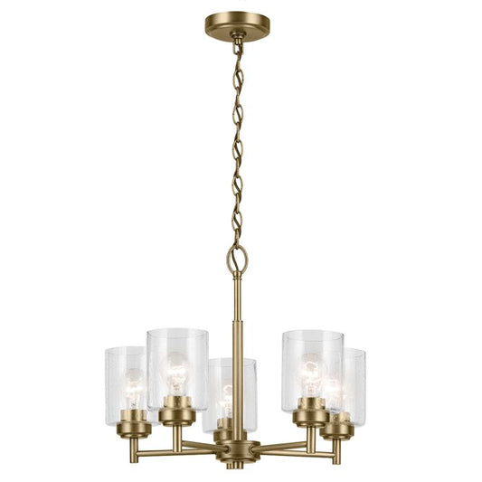 Kichler Winslow 5-Light Natural Brass Clear Seeded Glass Chandelier