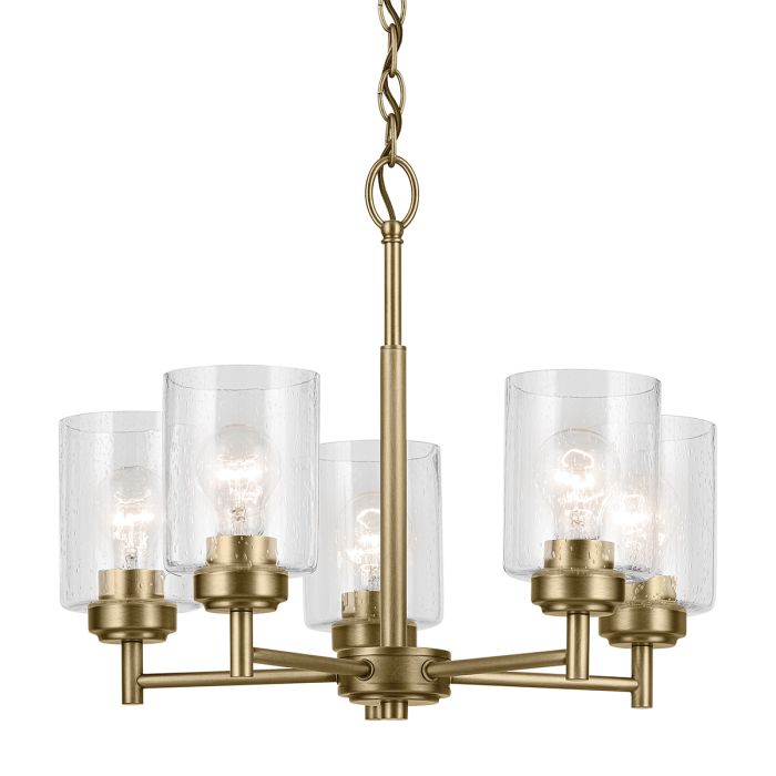 Kichler Winslow 5-Light Natural Brass Clear Seeded Glass Chandelier