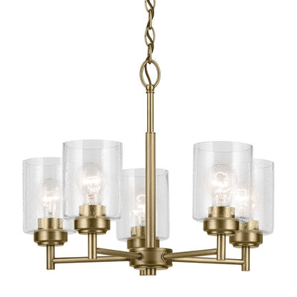 Kichler Winslow 5-Light Natural Brass Clear Seeded Glass Chandelier