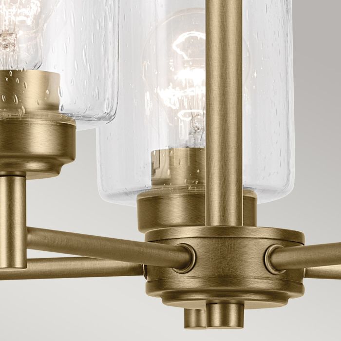 Kichler Winslow 5-Light Natural Brass Clear Seeded Glass Chandelier