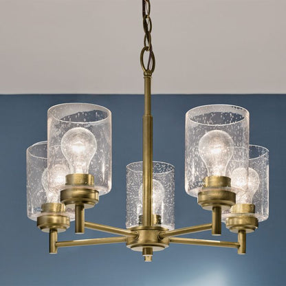 Kichler Winslow 5-Light Natural Brass Clear Seeded Glass Chandelier
