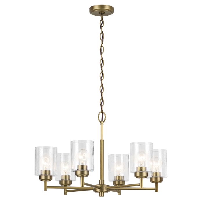 Kichler Winslow 6-Light Natural Brass Clear Seeded Glass Chandelier