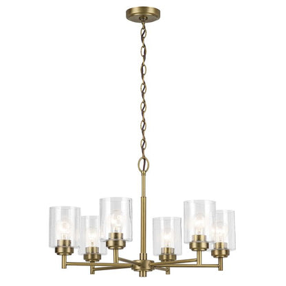 Kichler Winslow 6-Light Natural Brass Clear Seeded Glass Chandelier