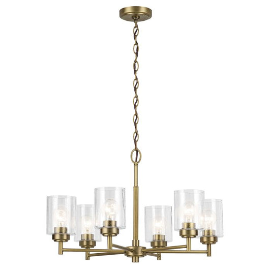 Kichler Winslow 6-Light Natural Brass Clear Seeded Glass Chandelier