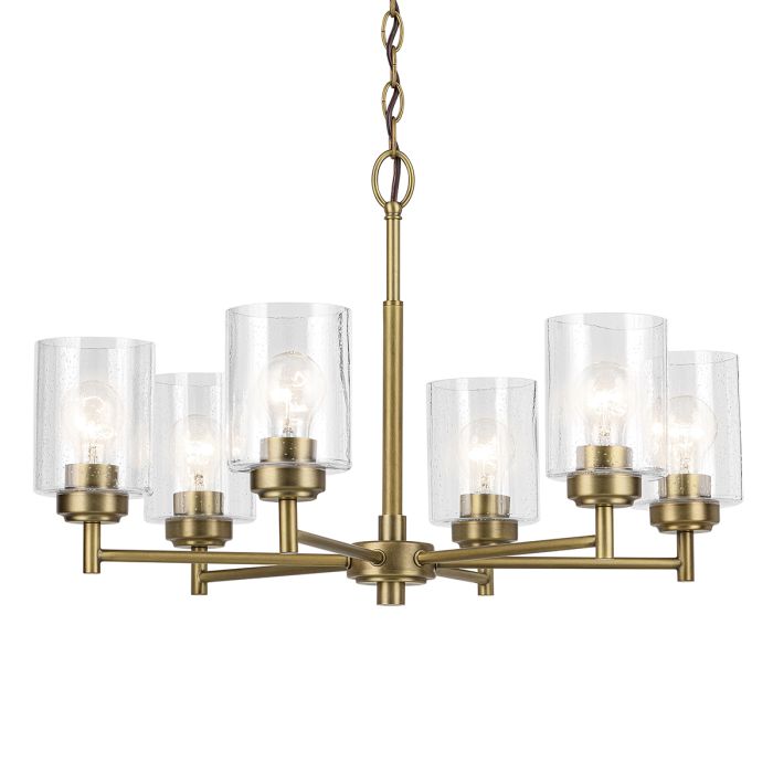 Kichler Winslow 6-Light Natural Brass Clear Seeded Glass Chandelier