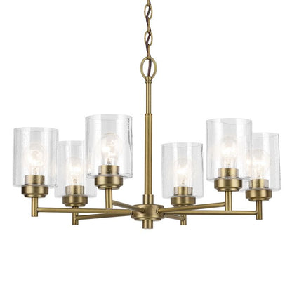 Kichler Winslow 6-Light Natural Brass Clear Seeded Glass Chandelier
