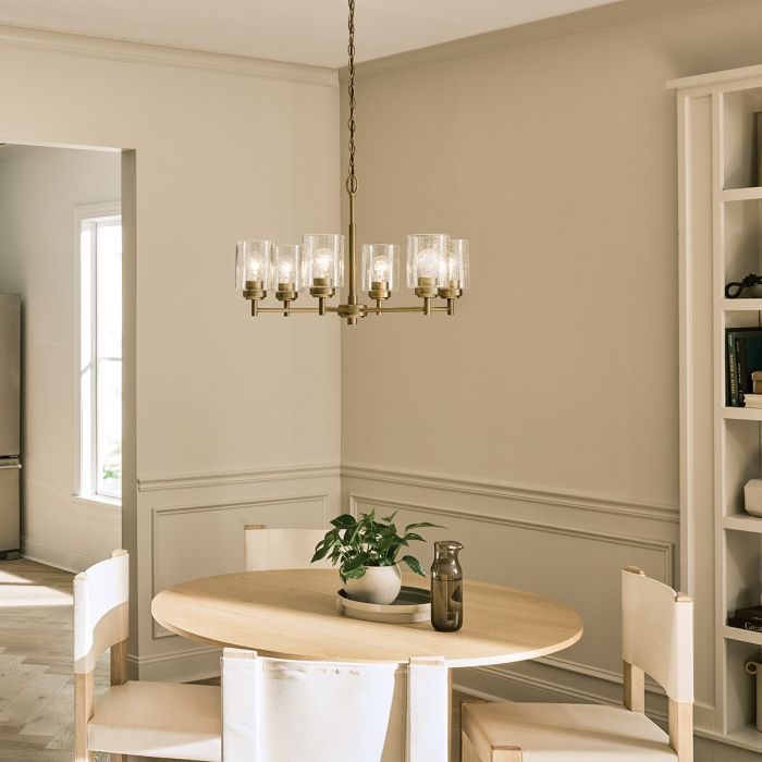 Kichler Winslow 6-Light Natural Brass Clear Seeded Glass Chandelier