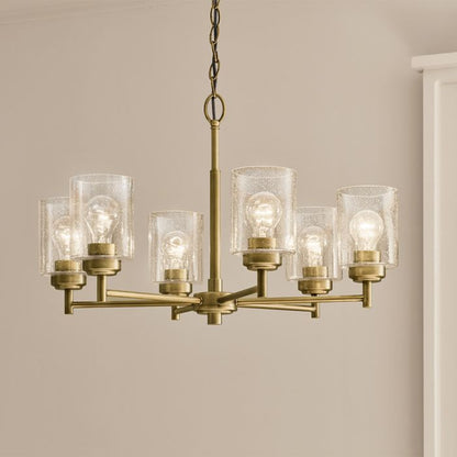Kichler Winslow 6-Light Natural Brass Clear Seeded Glass Chandelier